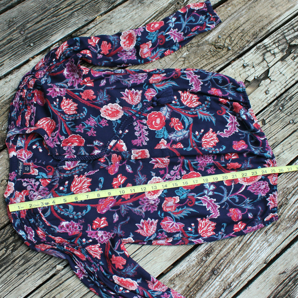 Lucky Brand Boho Tassle Floral Peasant Blouse XS - Picture 6 of 8